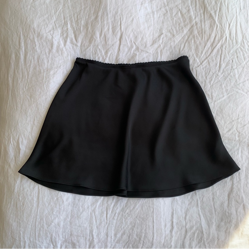 Reformation Black Satin Mini Skirt - Picture 6 of 11